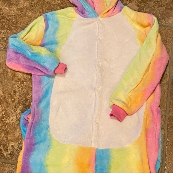 Rainbow Unicorn Kids Teens Soft Pajama Costume Size L/XL - Picture 4 of 8